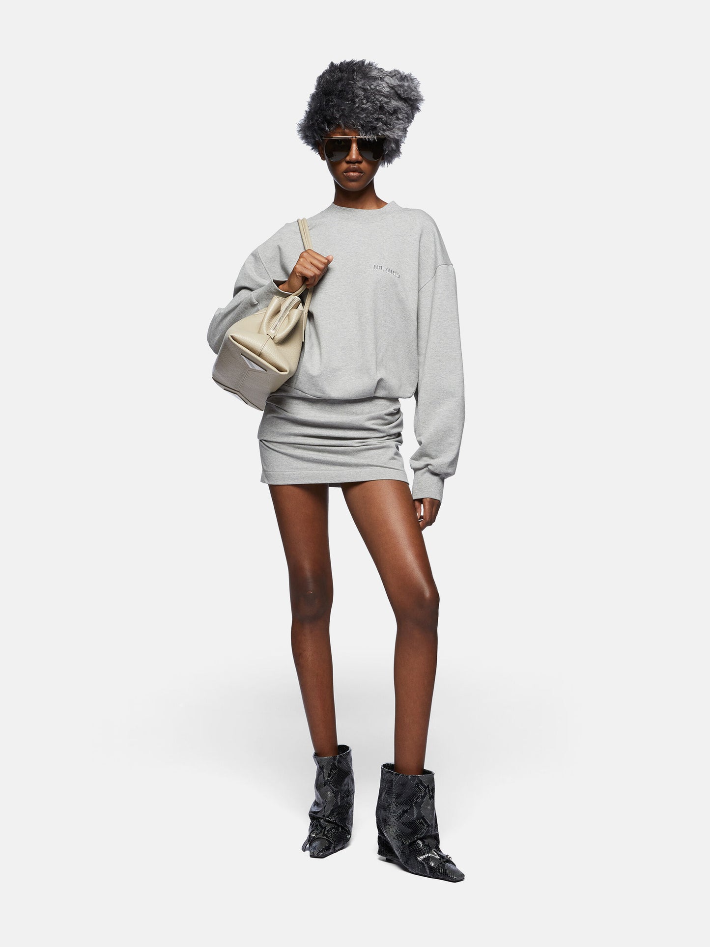 Melange grey mini dress