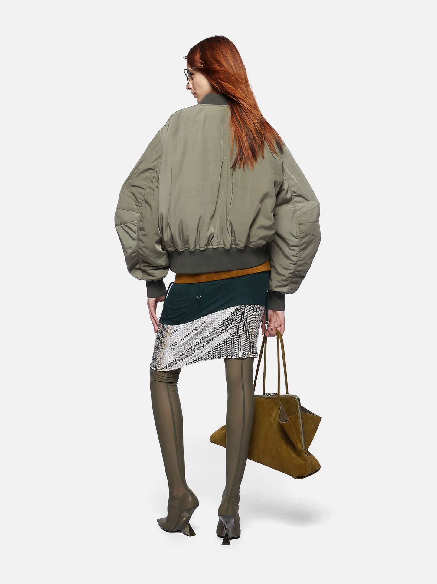 Anja military green bomber