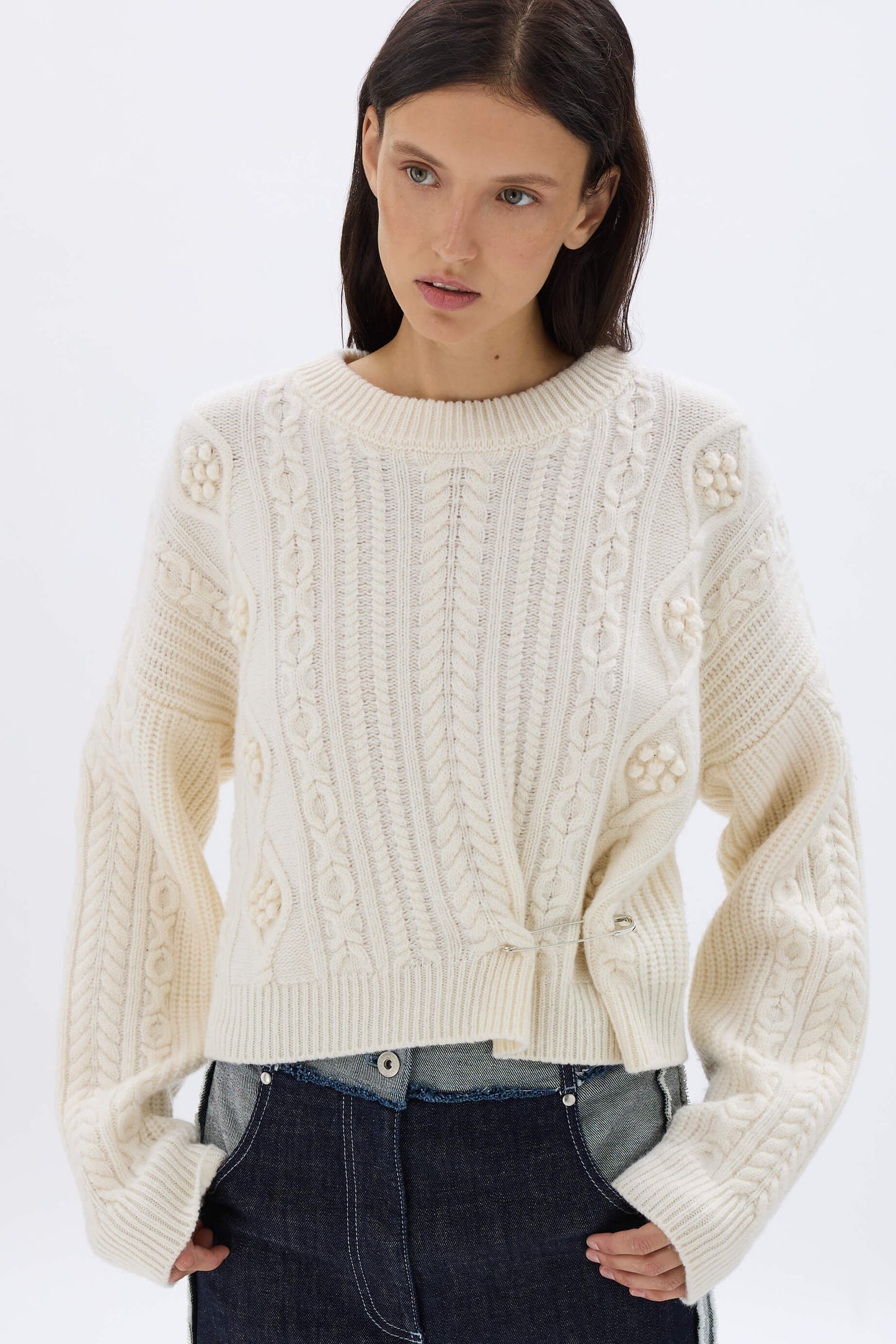 Pull Torsadé Blanc