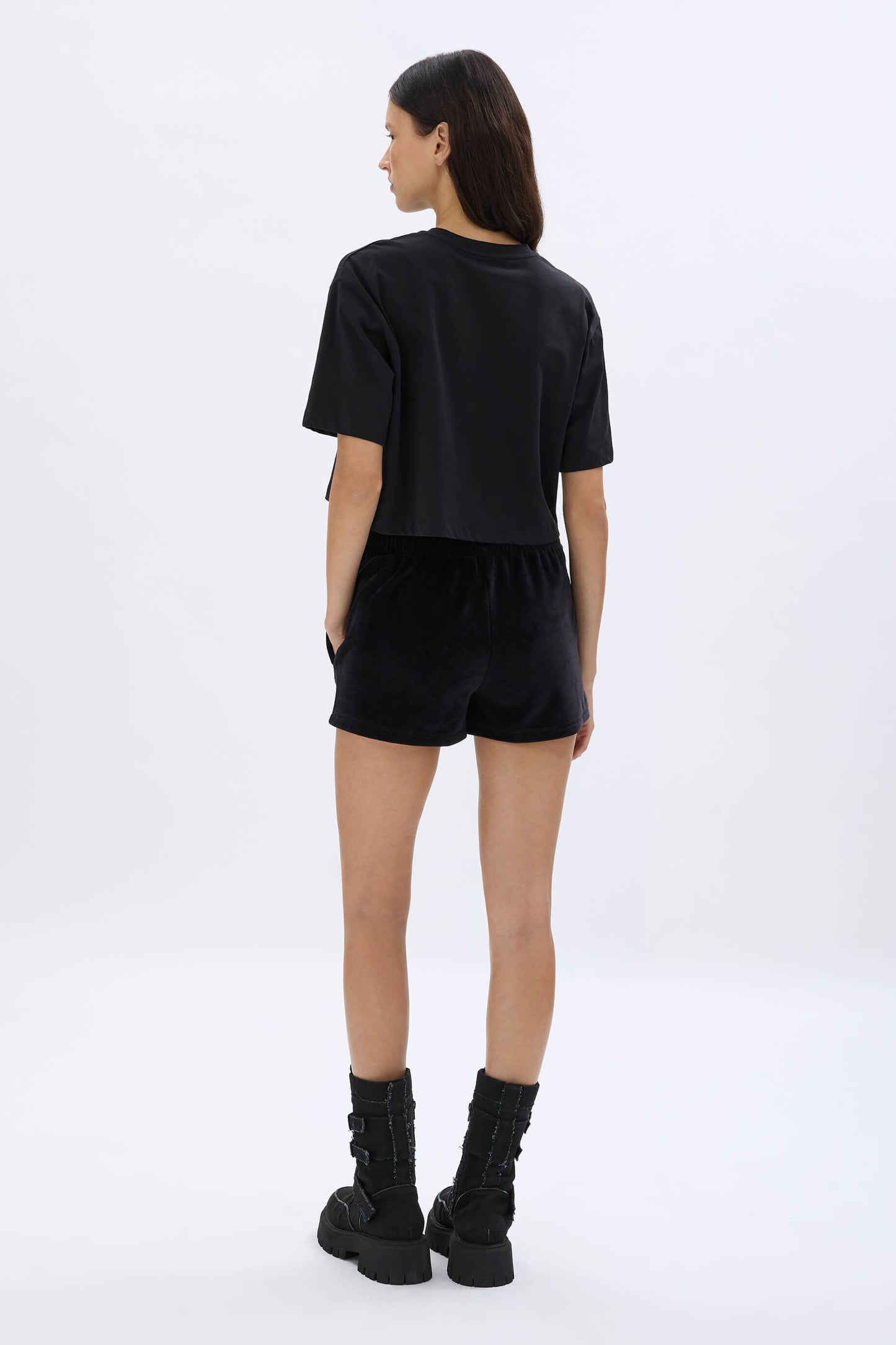 T-Shirt Crop Noir Col Rond Rykiel