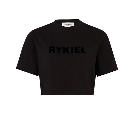 T-Shirt Crop Noir Col Rond Rykiel